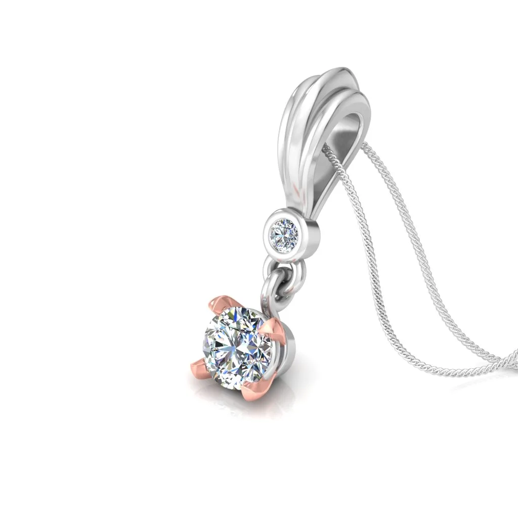 Minimalist Solitaire Chain-Pendant in 925 Sterling Silver (Rose Gold Plated)
