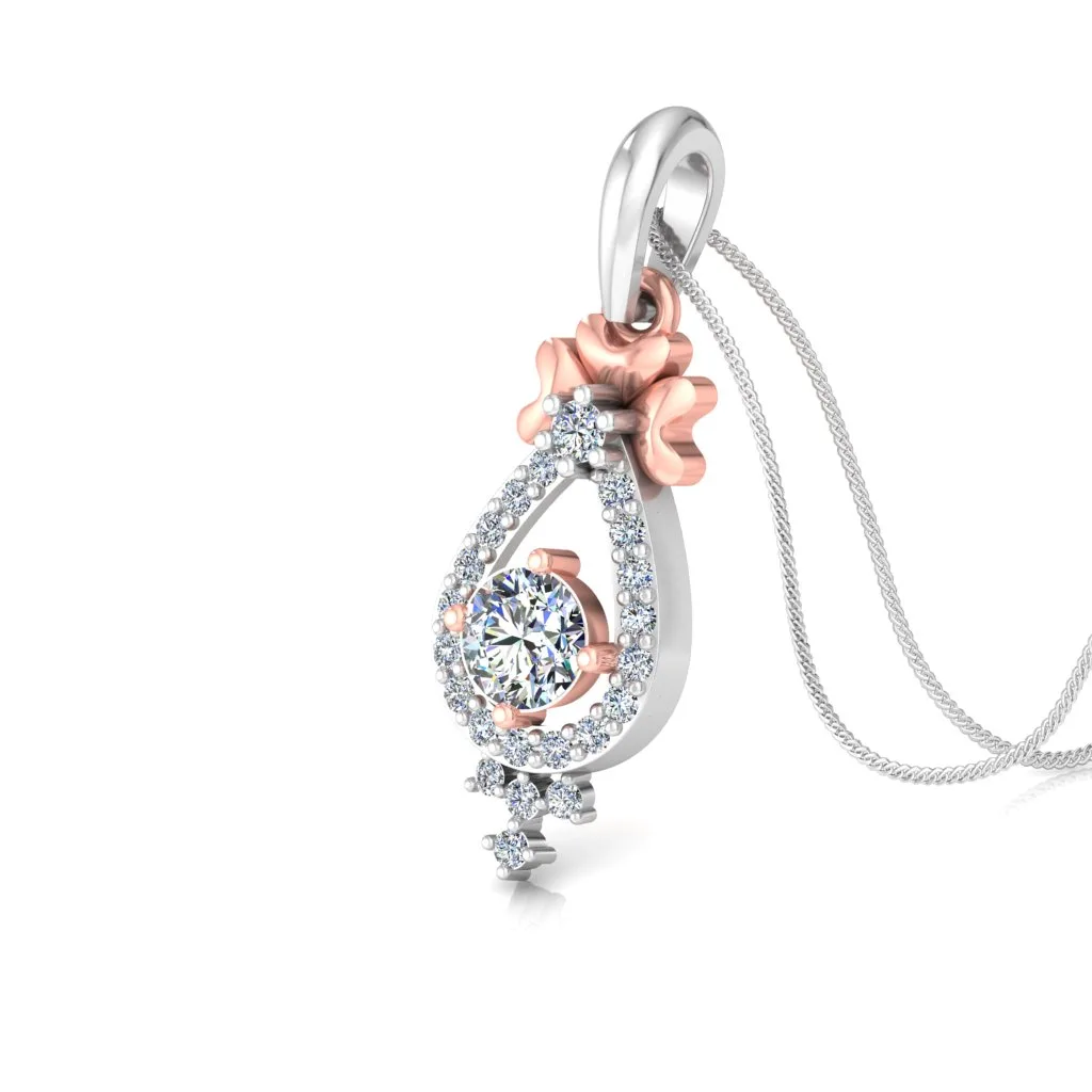 Minimalist Solitaire Chain-Pendant in 925 Sterling Silver (Rose Gold Plated)