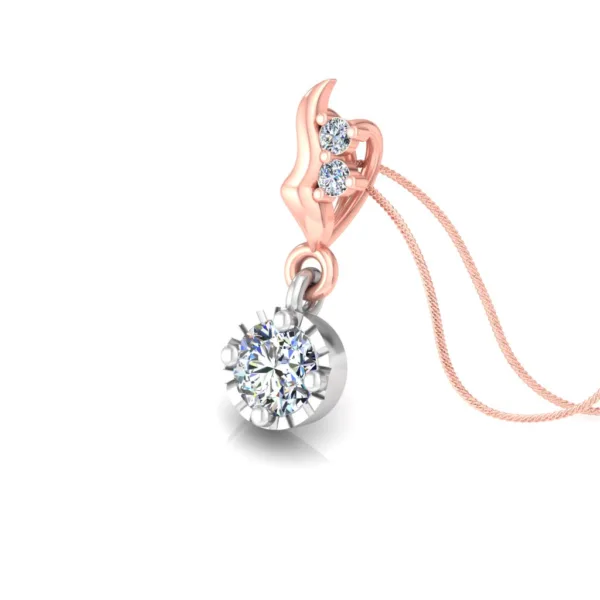 Minimalist Solitaire Chain-Pendant in 925 Sterling Silver (Rose Gold Plated)
