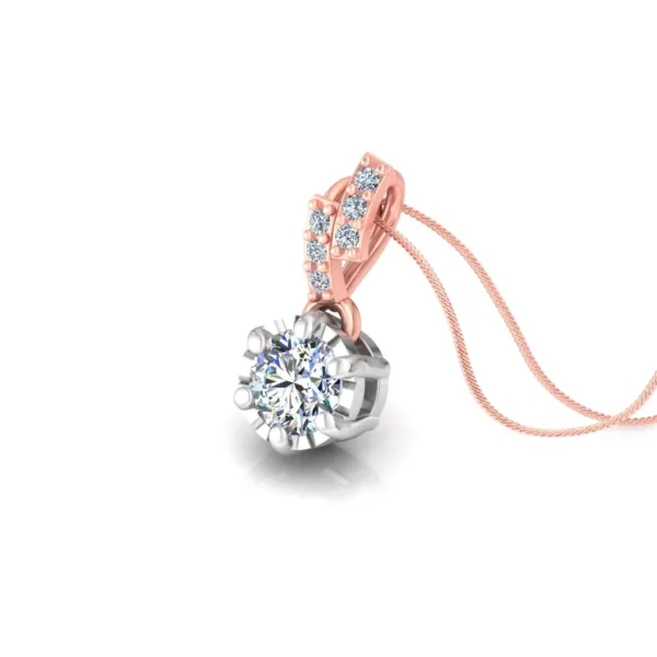 Minimalist Solitaire Chain-Pendant in 925 Sterling Silver (Rose Gold Plated)