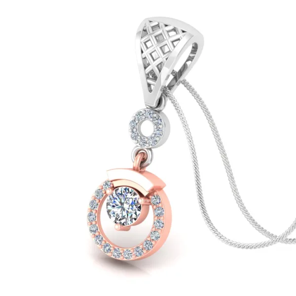 Minimalist Solitaire Chain-Pendant in 925 Sterling Silver (Rose Gold Plated)