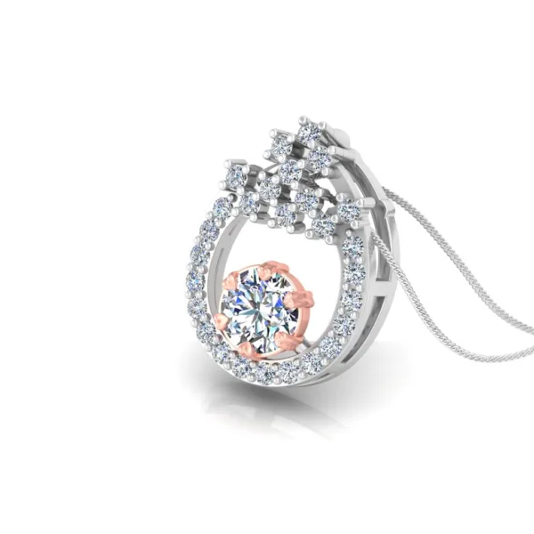 Minimalist Solitaire Chain-Pendant in 925 Sterling Silver (Rose Gold Plated)