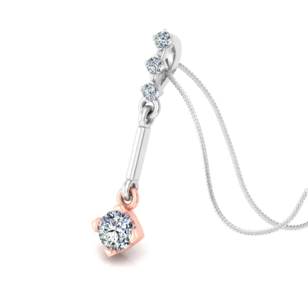 Minimalist Solitaire Chain-Pendant in 925 Sterling Silver (Rose Gold Plated)