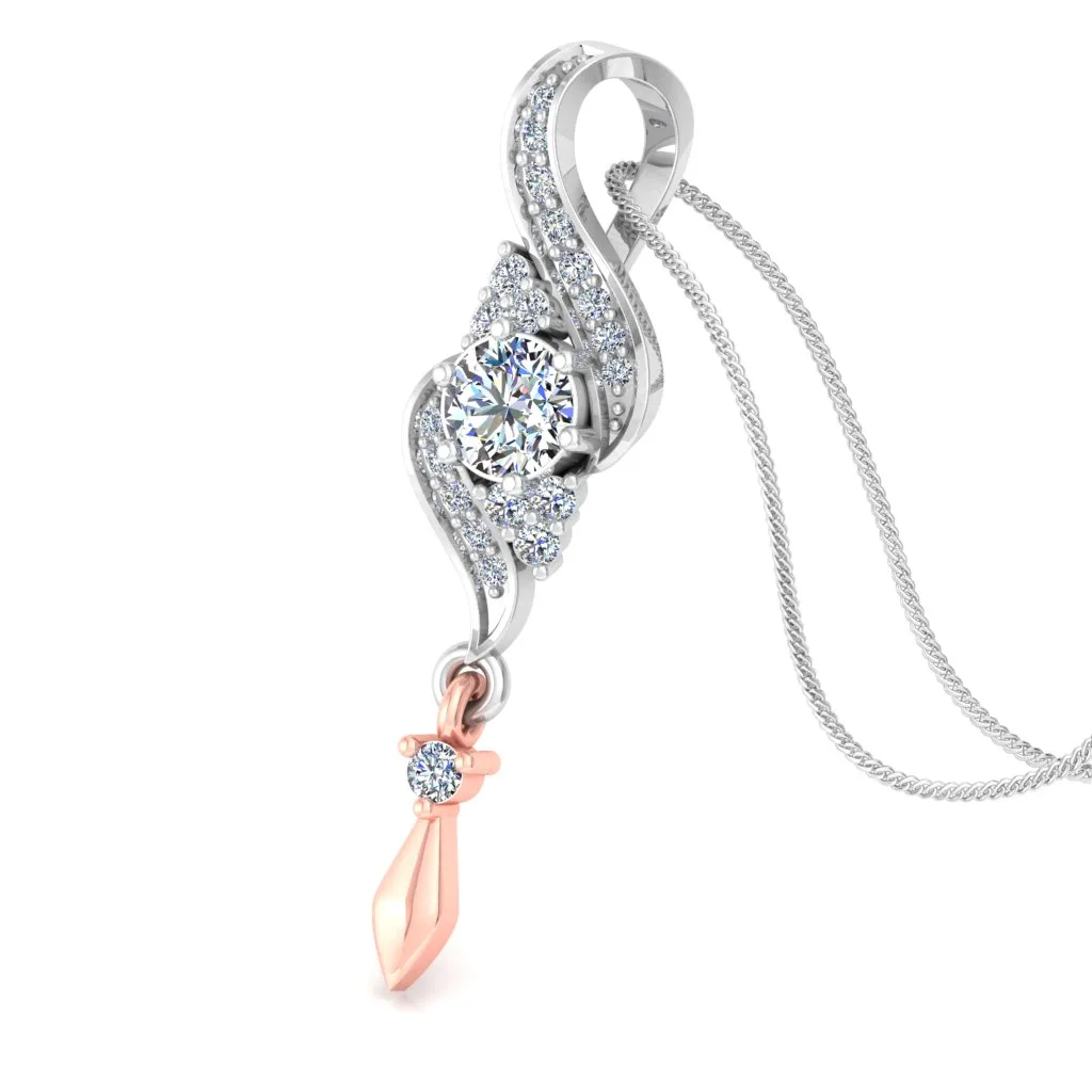 Minimalist Solitaire Chain-Pendant in 925 Sterling Silver (Rose Gold Plated)