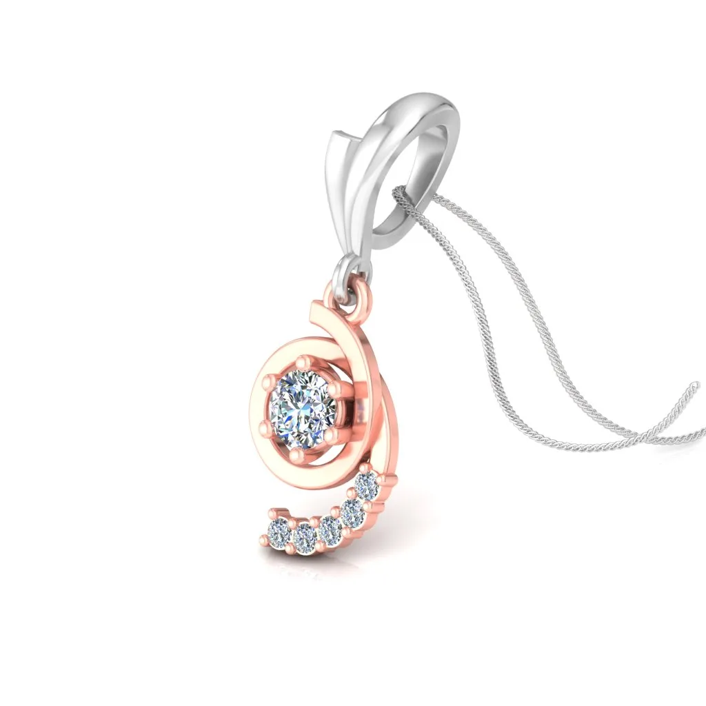 Minimalist Solitaire Chain-Pendant in 925 Sterling Silver (Rose Gold Plated)