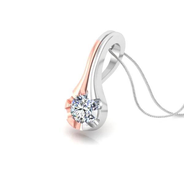 Minimalist Solitaire Chain-Pendant in 925 Sterling Silver (Rose Gold Plated)