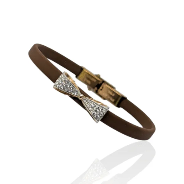 Chic Bow Bracelet – 925 Silver Grace with Chocolate Brown Elegance 🎀