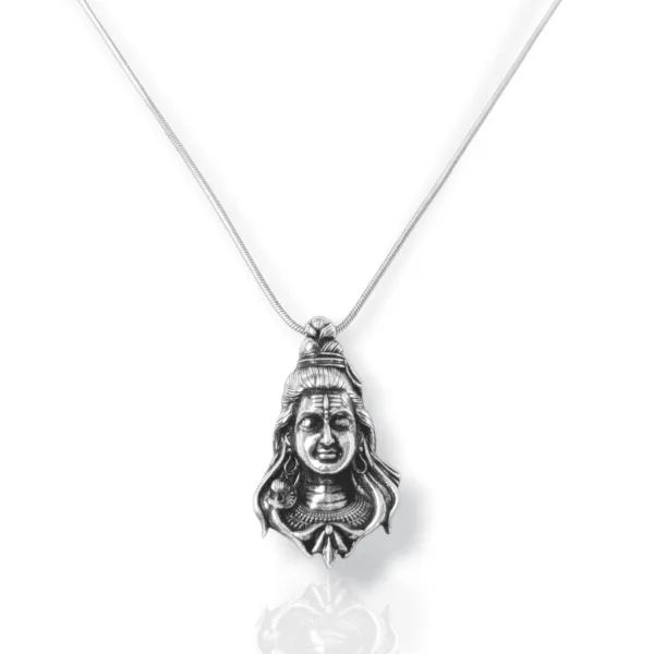 Mahadev Shiva Face Pendant Necklace for Men & Women | Antique Silver Finish Lord Shiva Pendant with Chain | Spiritual Hindu Jewelry Gift
