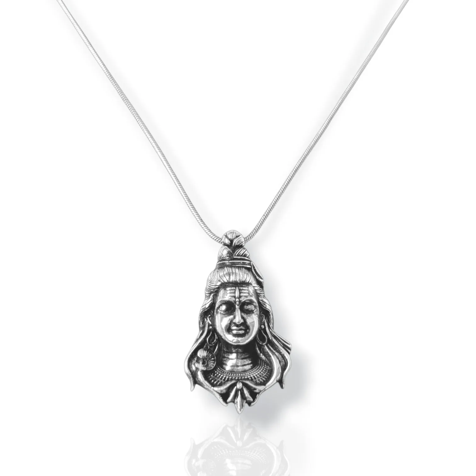 Mahadev Shiva Face Pendant Necklace for Men & Women | Antique Silver Finish Lord Shiva Pendant with Chain | Spiritual Hindu Jewelry Gift